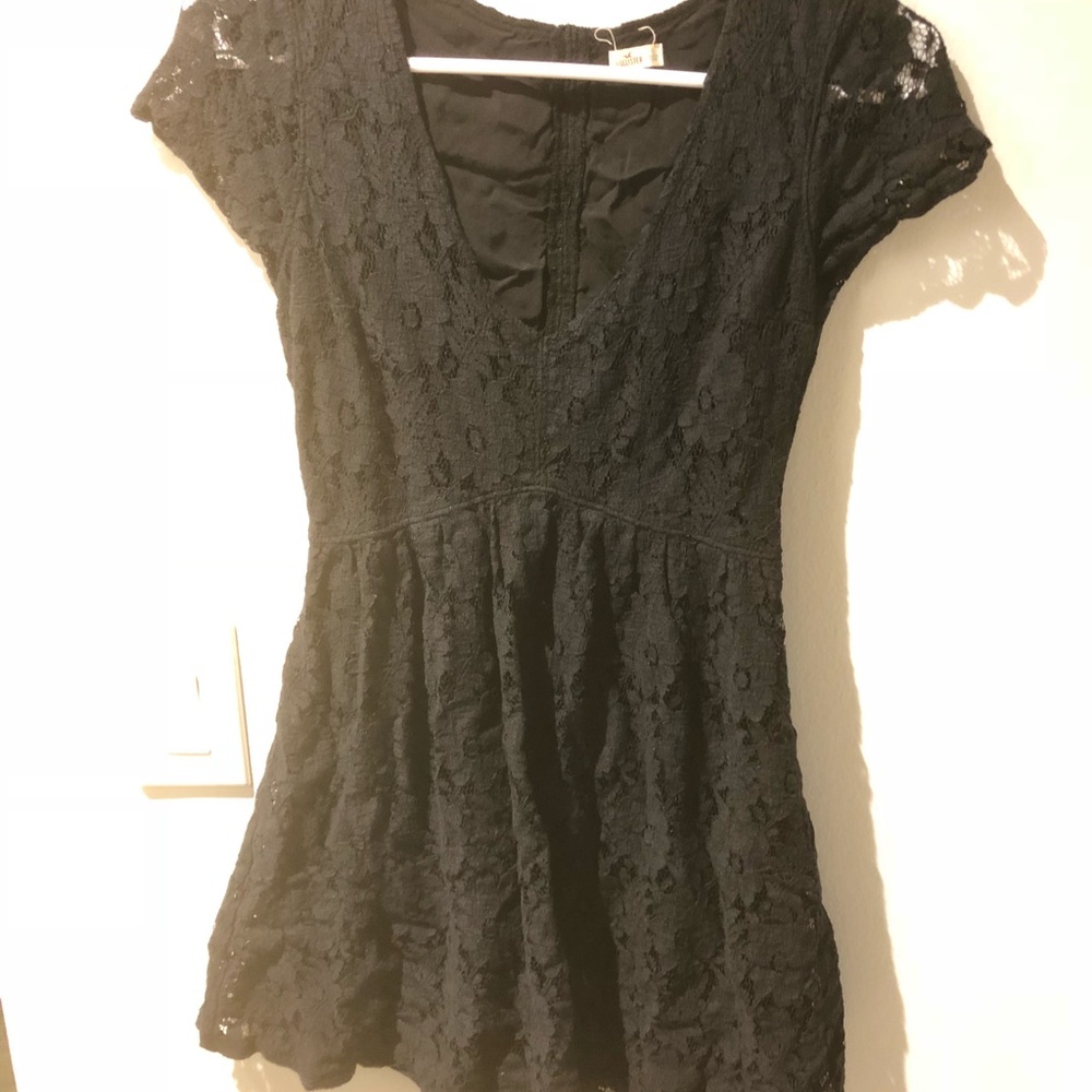 Black dress with back cut out and lace overlay